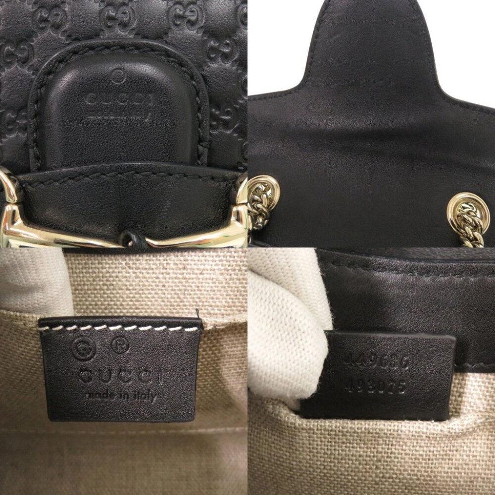 AUTHENTIC GUCCIMicro Guccissima Emily Black Leather Shoulder Bag LTJ831-011226 - Picture 7 of 7